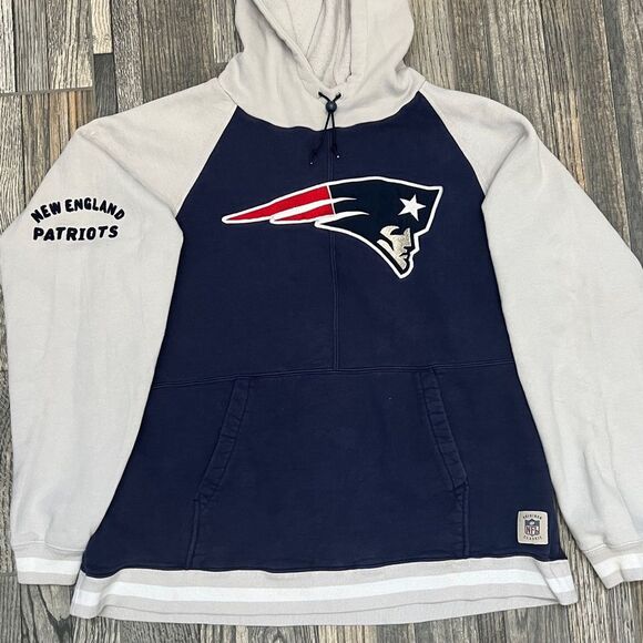 🔥🏈 Vintage NEW ENGLAND PATRIOTS NFL Embroidered Fleece HOODIE Size Large - Picture 2 of 13